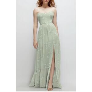 Dessy Collection Strapless Corset Chiffon Gown Size 6 Sage